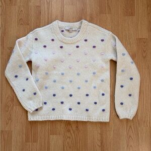 LOFT Bobble Knit Sweater Women's Ivory Multicolor Dot